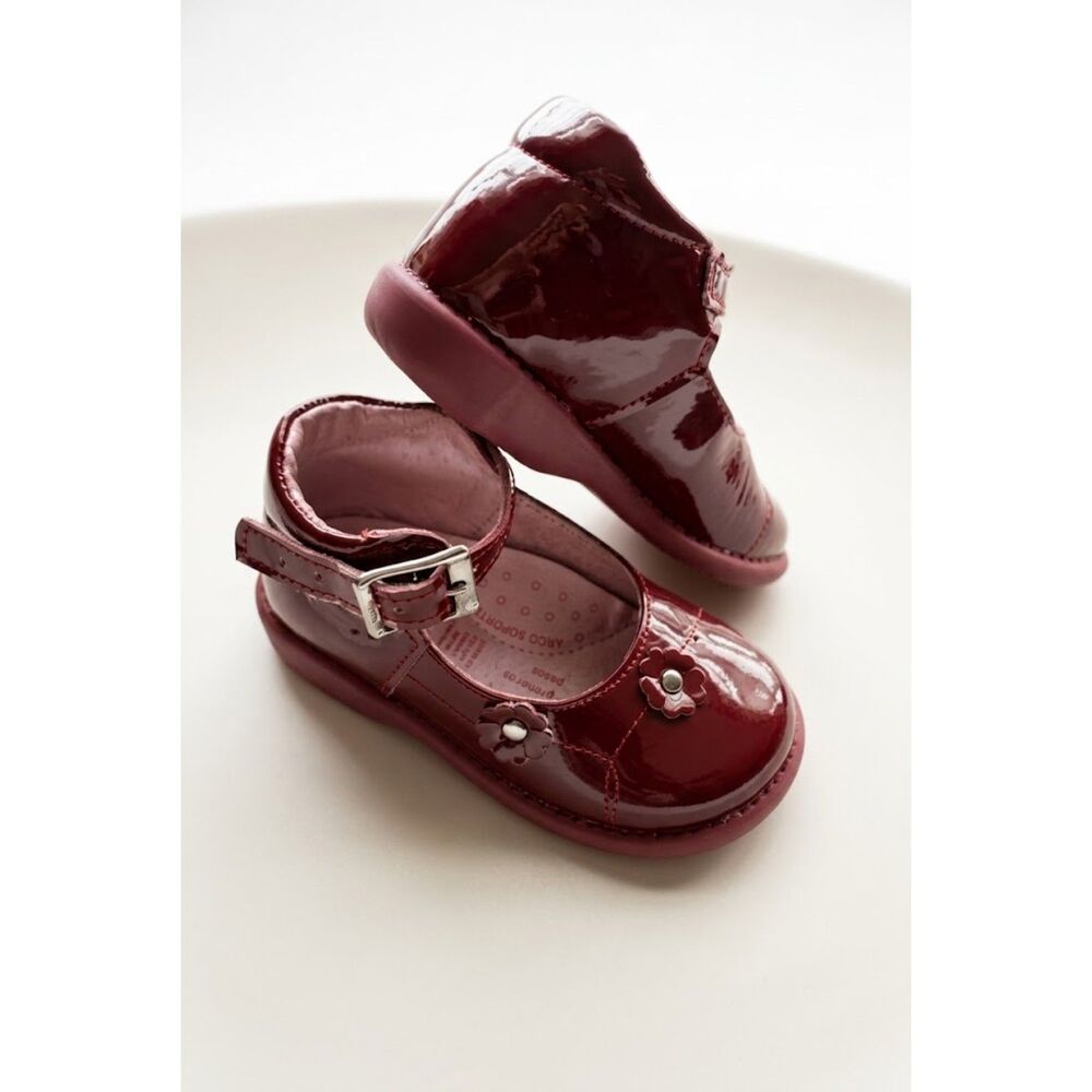 Wizzy Burgundy Patent Leather T-Strap Mary Jane Shoes Coquette Toddler Size 6